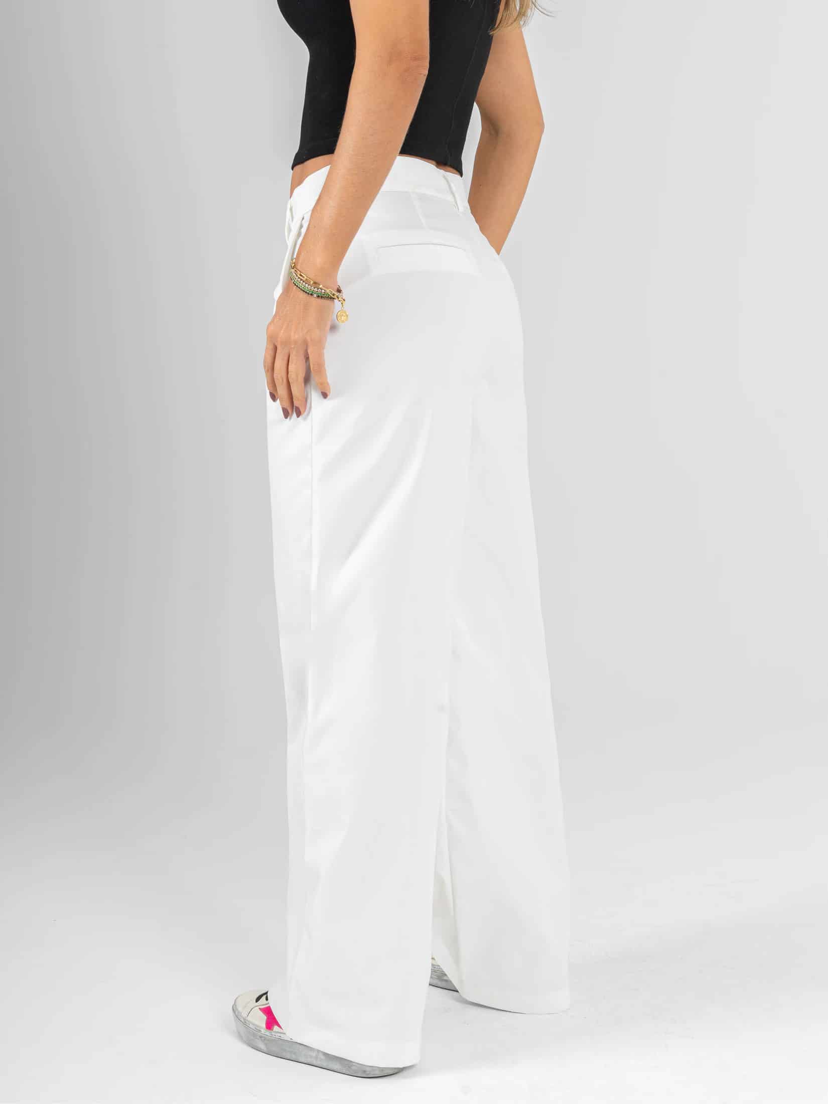 Ref: 0620626 Pantalón mom flare, rígido, sin prenses, tono ivory, tejido plano liviano, tiro alto - miniatura 3