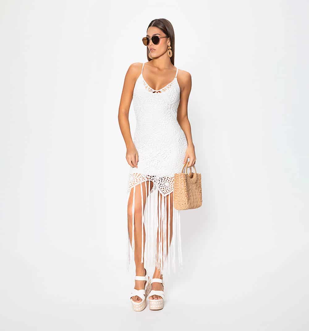 Vestido crochet con flecos - miniatura 1