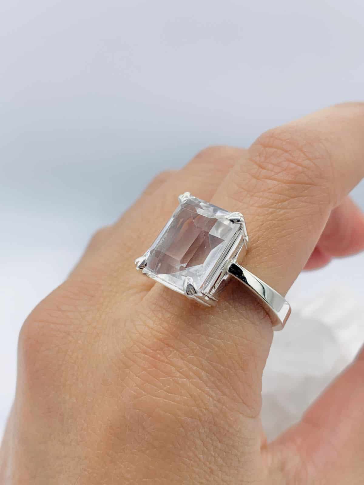 Anillo cuarzo Transparente rectangular - miniatura 2