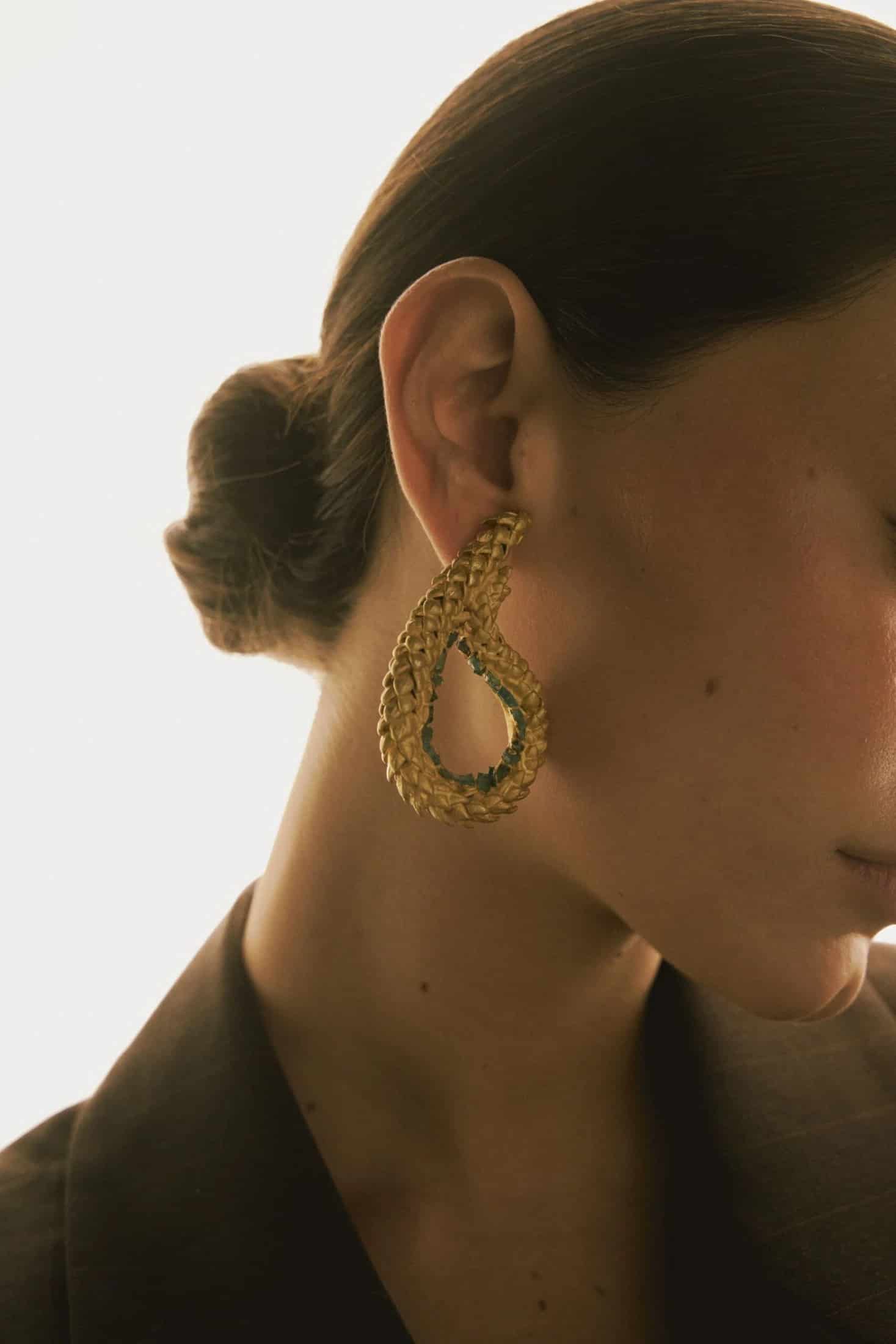 ARETES PAISLEY PINO NORFOLK Y ESMERALDA EN BRUTO - miniatura 2