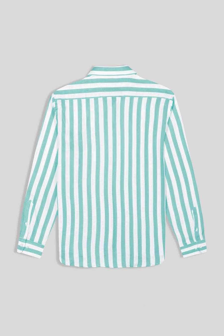 Men's linen shirt sky striped - miniatura 5