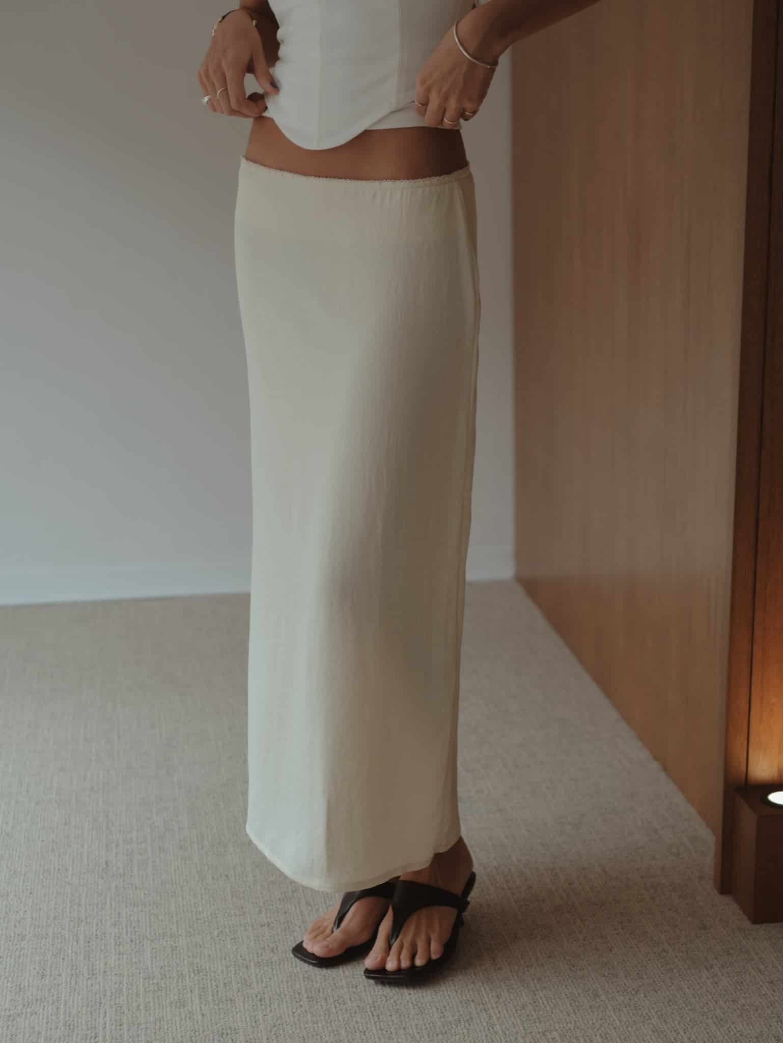 SOFT LONG SKIRT - VANILLA - miniatura 6