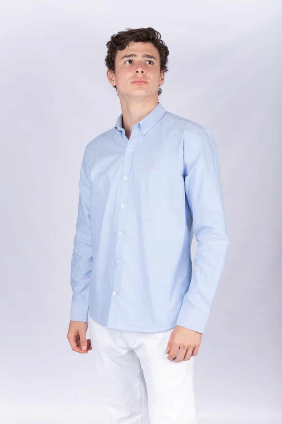 Camisa Oxford Azul Cielo A Rosada - miniatura 1