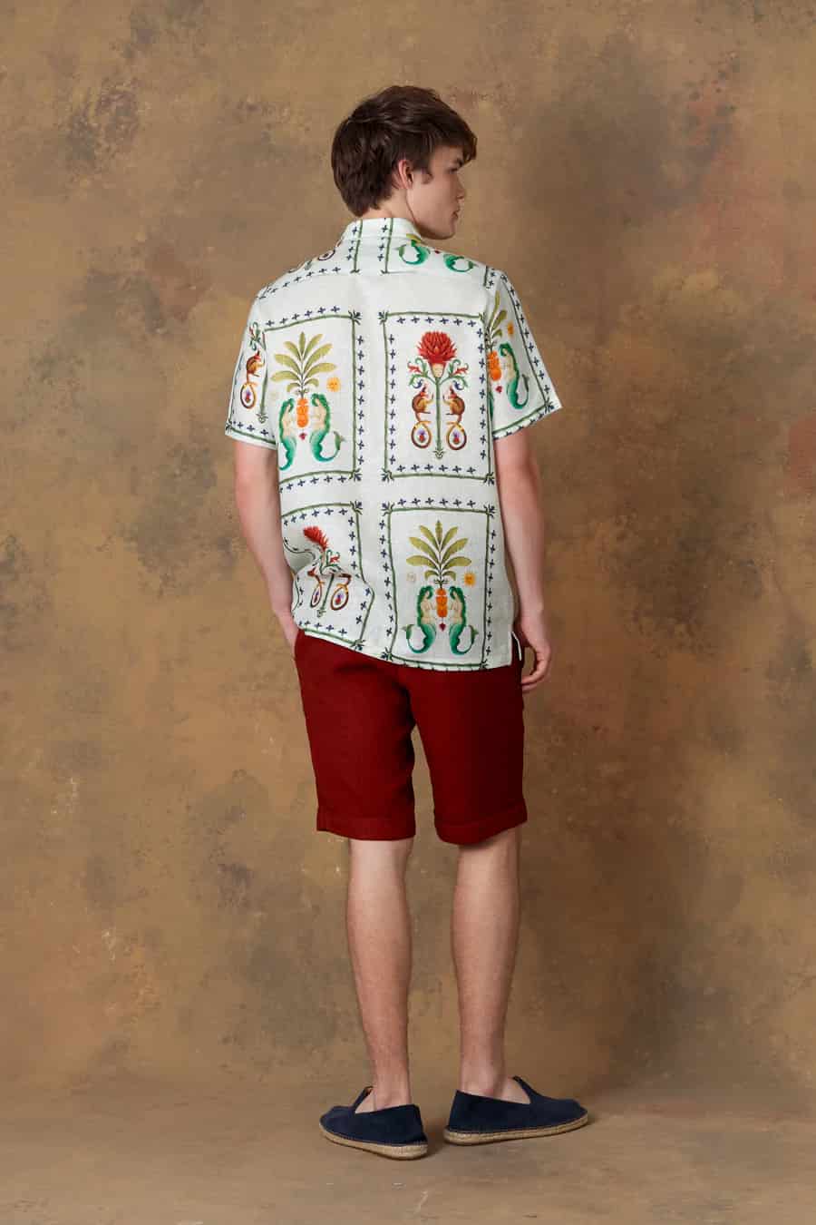 Men's linen shirt bowling silvan light green - miniatura 4