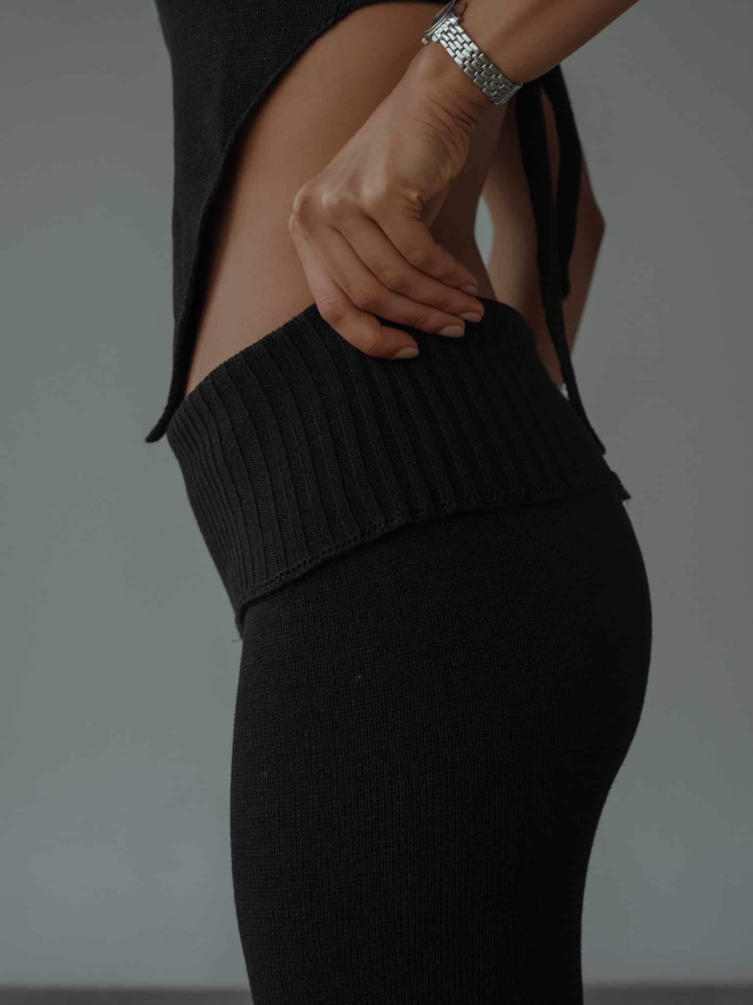 KNIT FLARE PANT - BLACK - miniatura 9