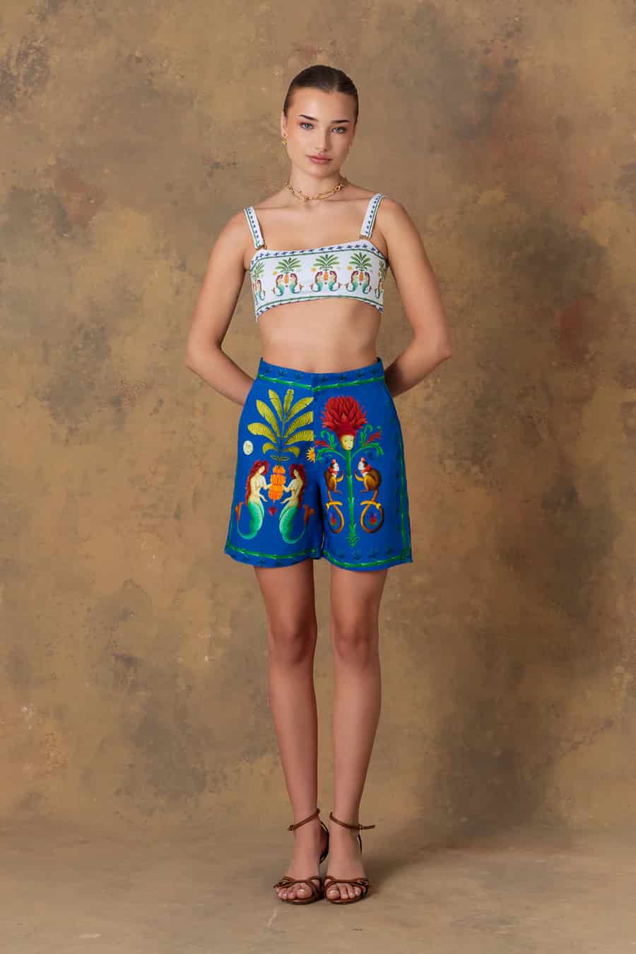 Women's short linen silvan blue - miniatura 3