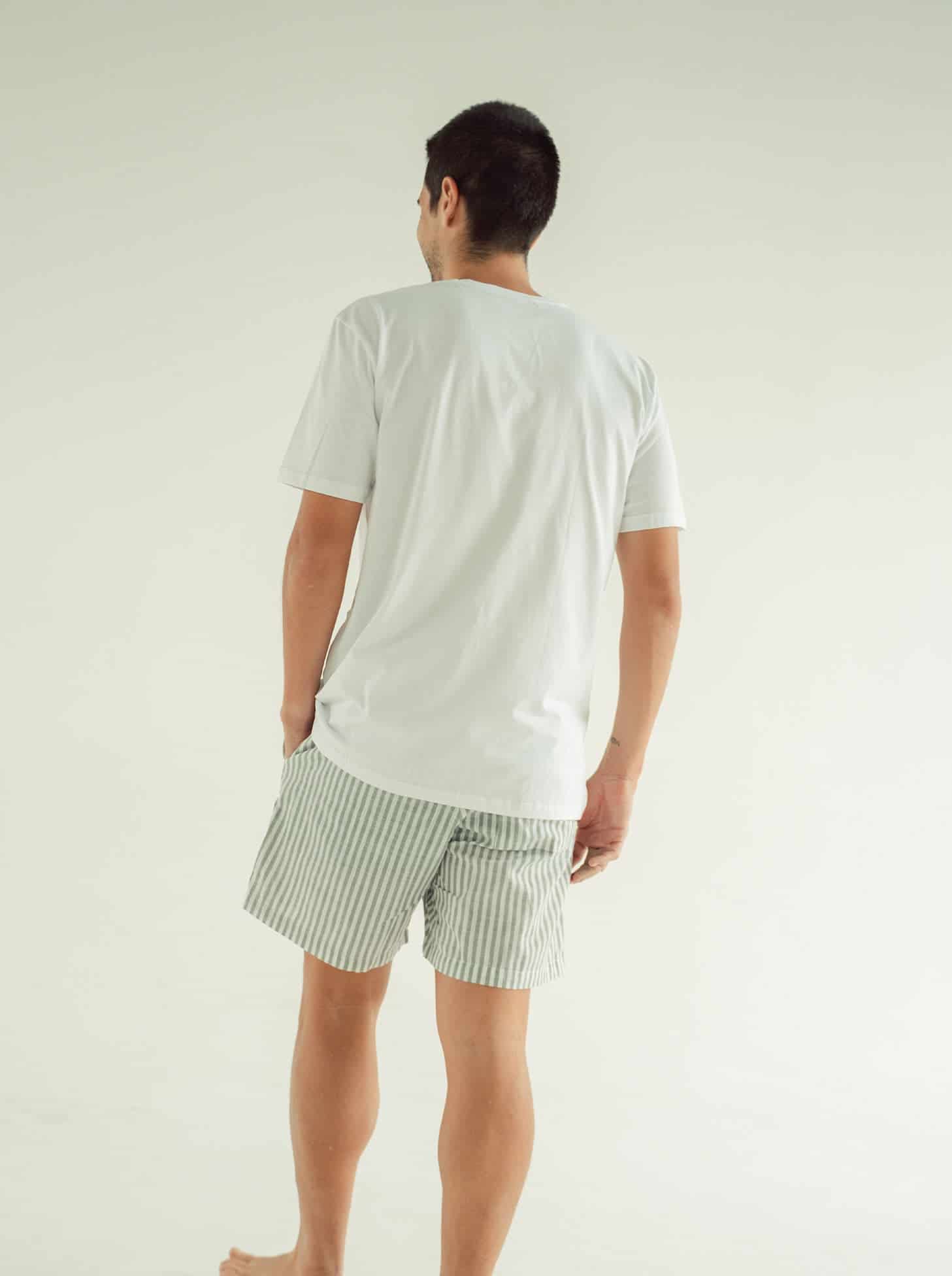 Pijama Pantaloneta Resort Rayas - Militar - miniatura 4