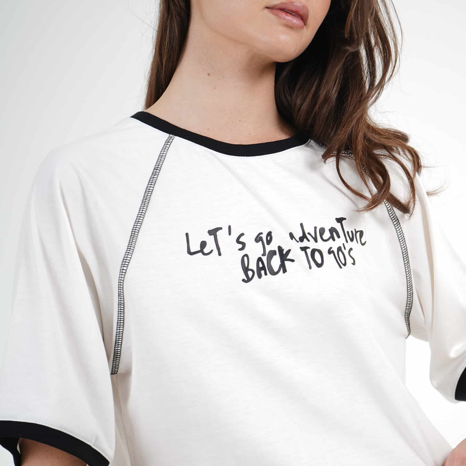 Camiseta cuello redondo manga corta ranglán estampado Le'ts go - miniatura 5