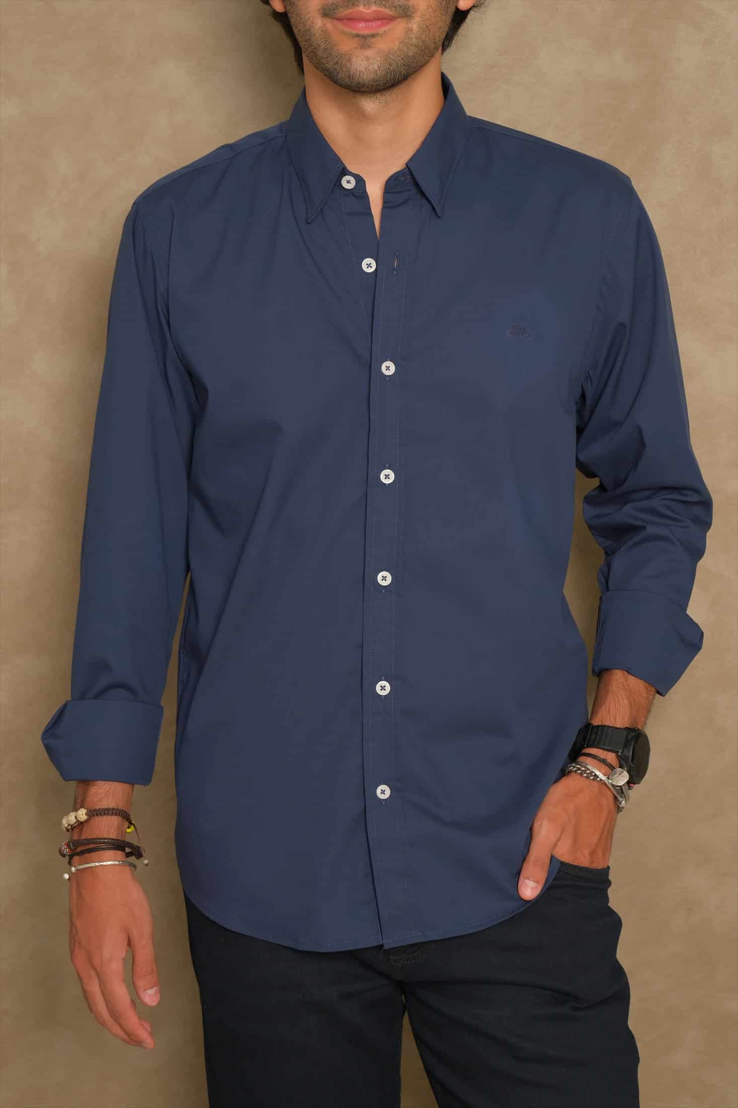 CAMISA NON IRON NAVY - miniatura 1