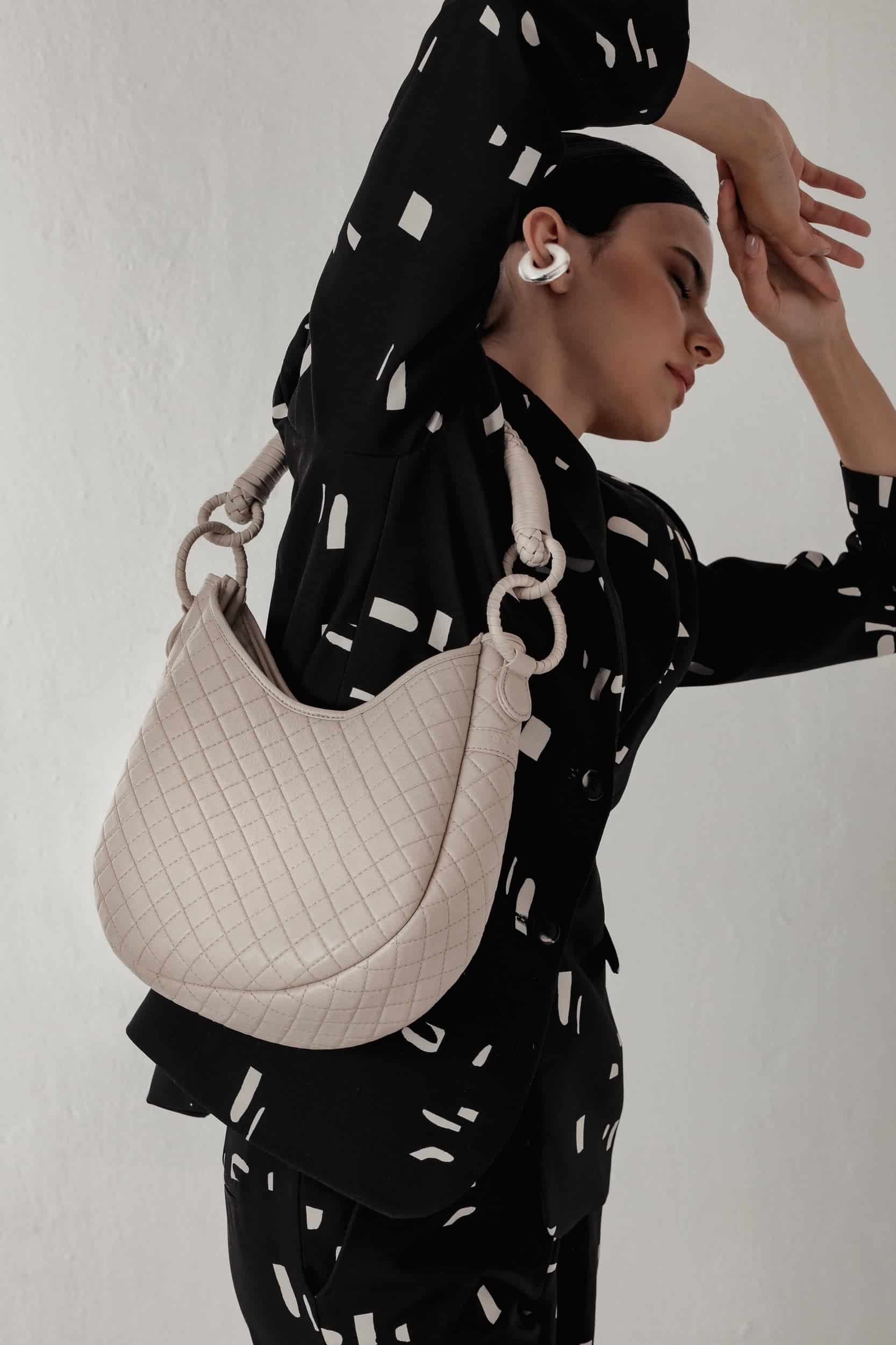 Saddle Shoulder Bag, Beige - miniatura 11