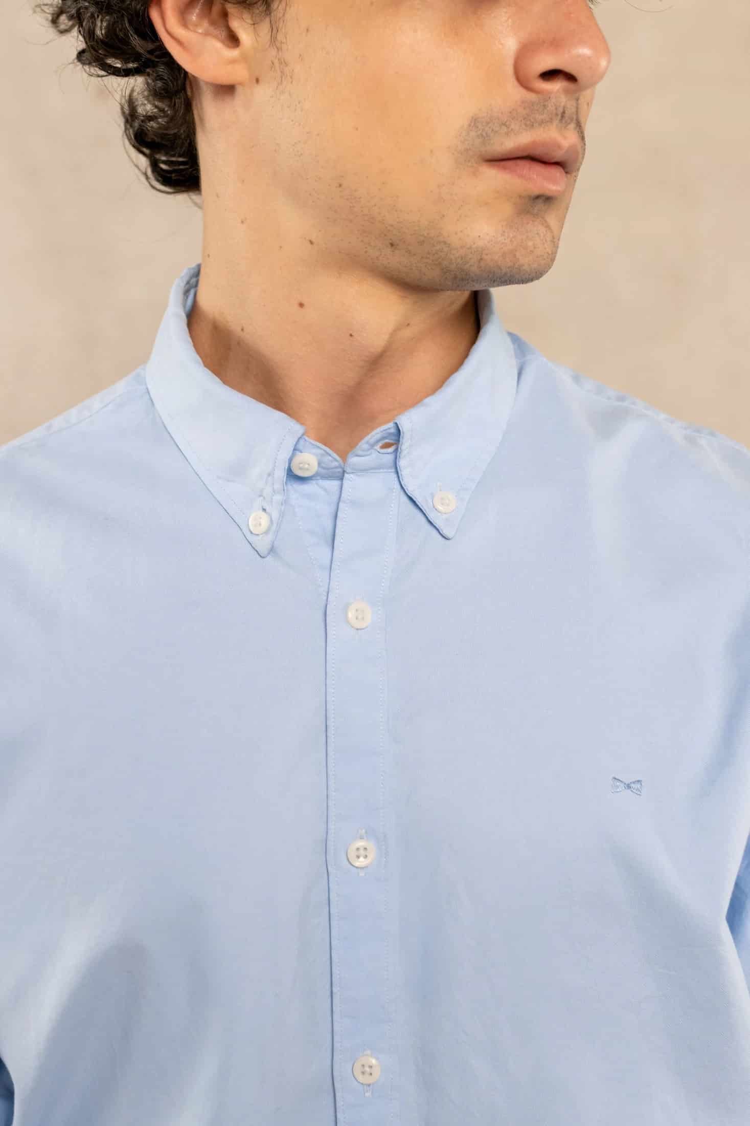 Camisa Antimanchas Oxford Han Blue Logo Contraste - miniatura 3