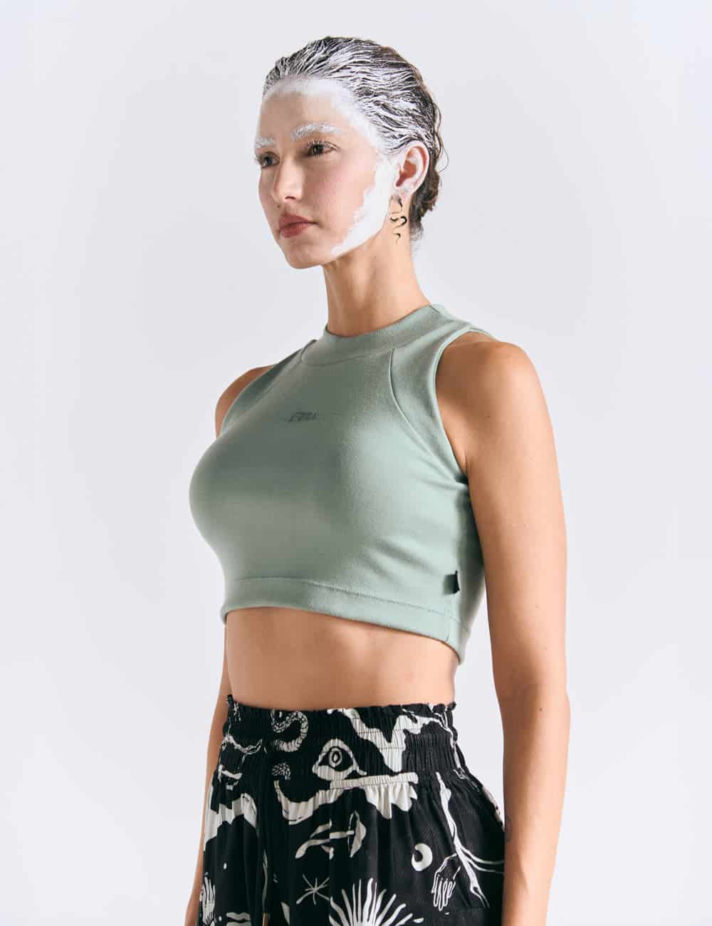 Crop Top Raglan  verde pistacho Mujer - miniatura 1