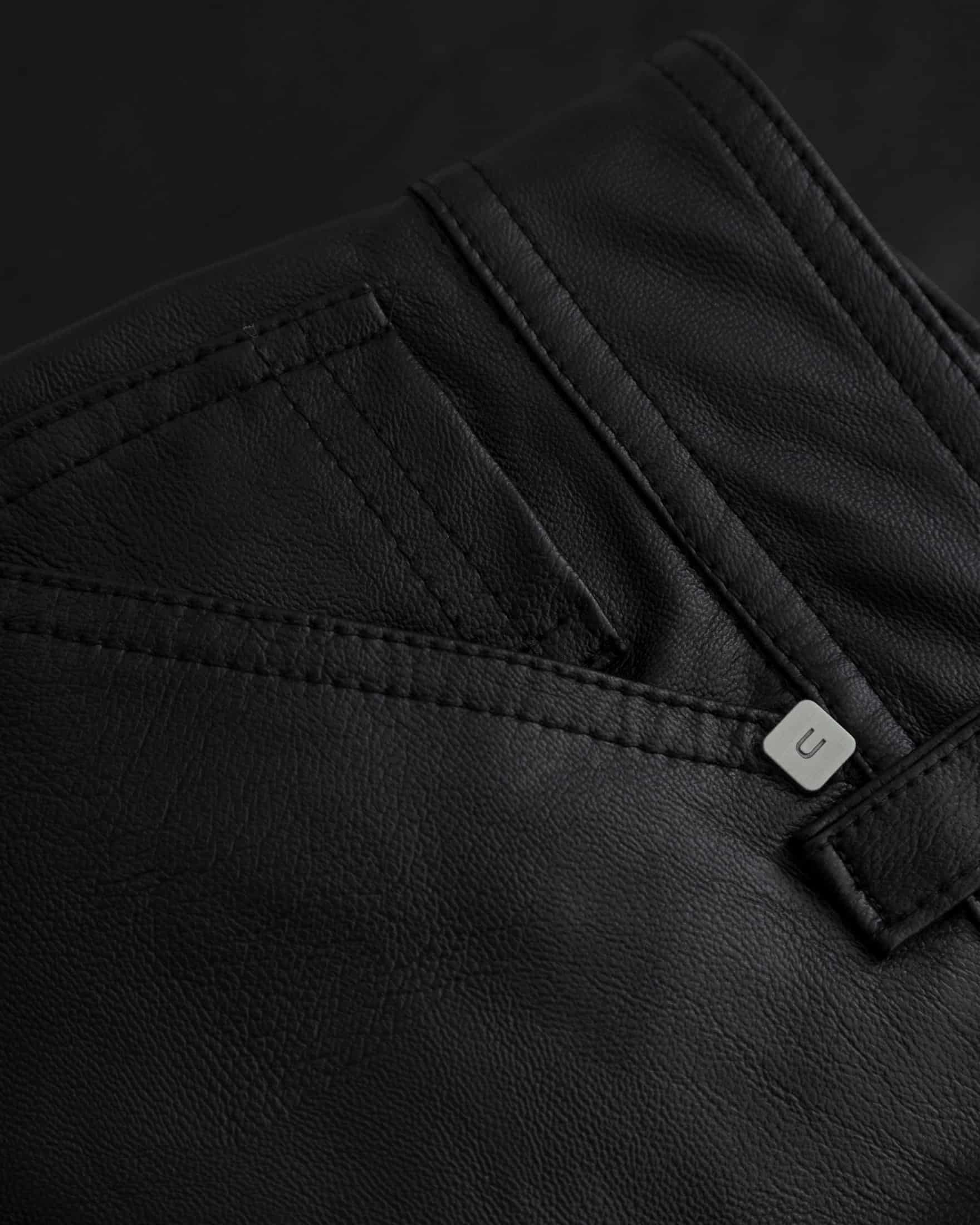 W Capsule Basic Pleather Wide Jeans Black - miniatura 6