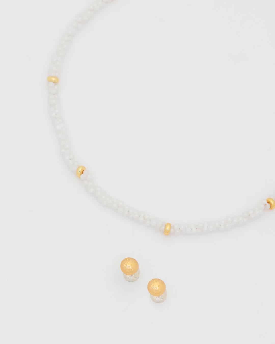 Collar Mini Perla Amorfa + Aretes - miniatura 2