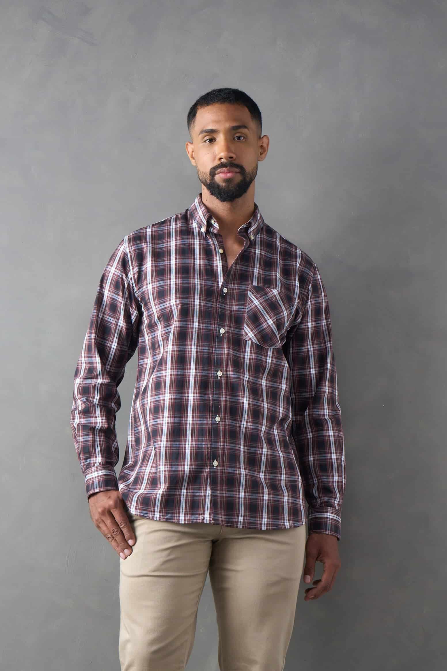 Camisa a cuadros regular fit rojo - miniatura 1