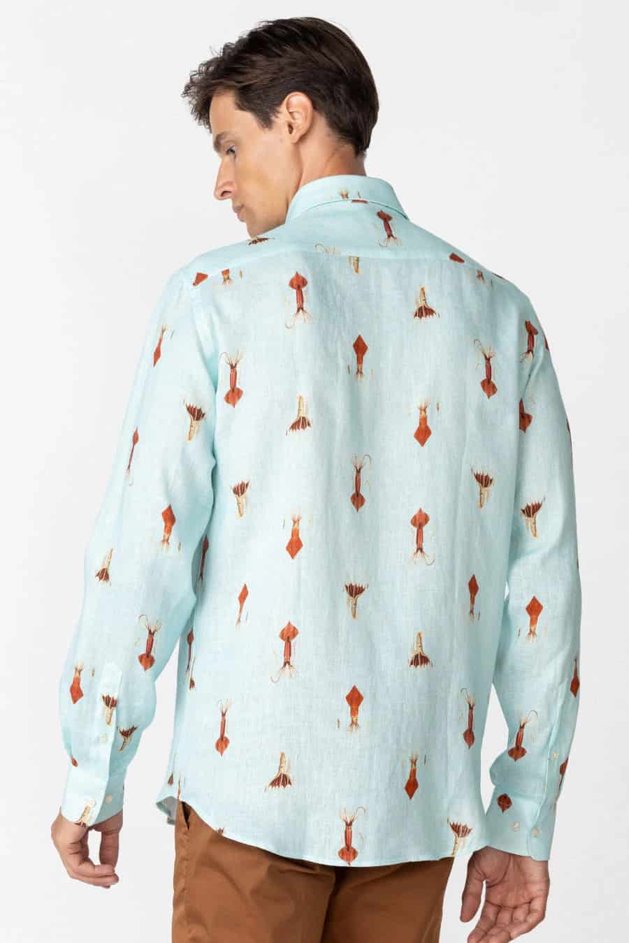 Men's linen shirt sky blue verne - miniatura 4