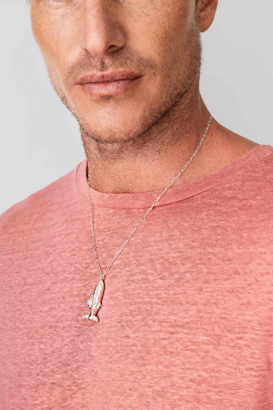 Men's linen t-shirt red - miniatura 3