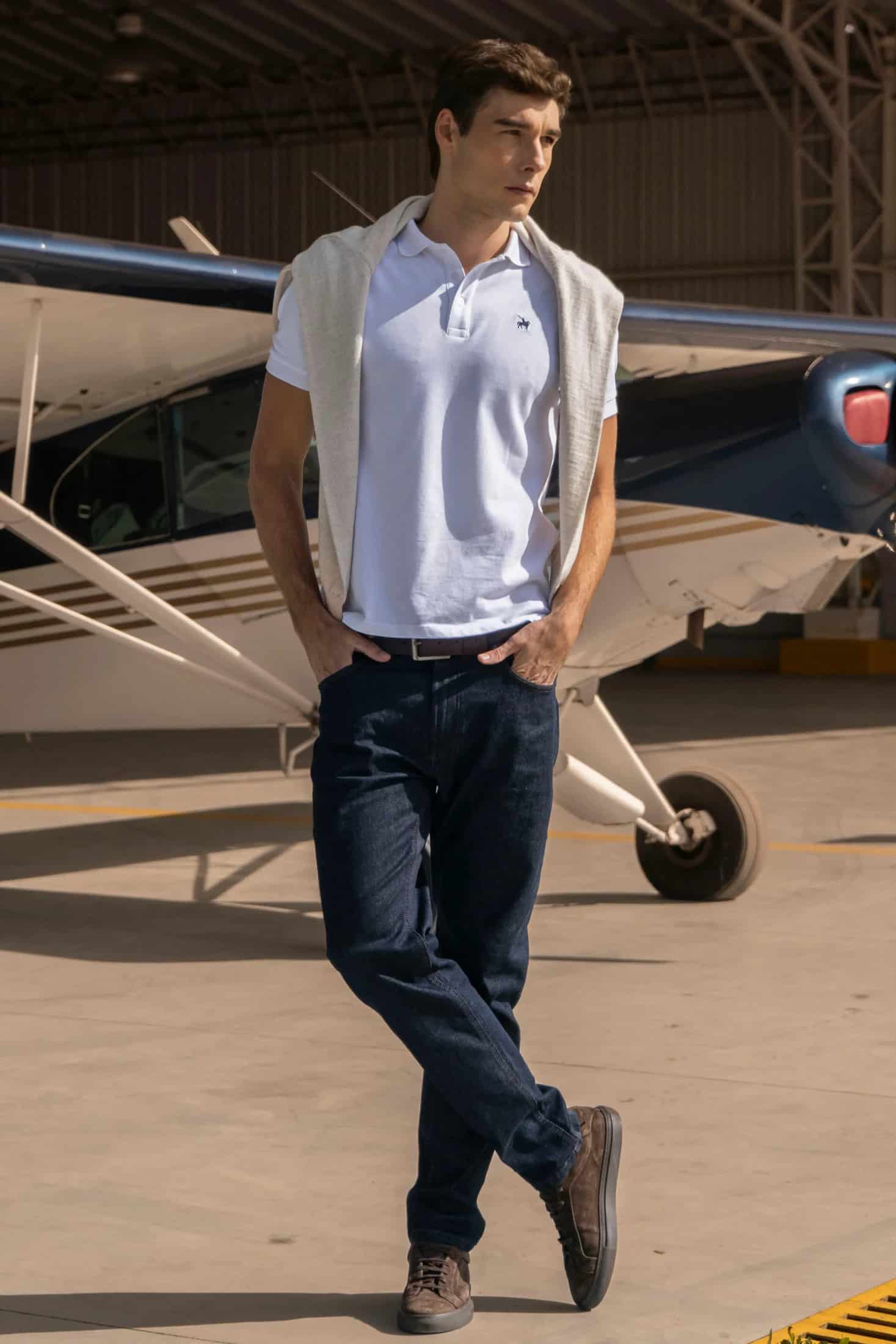 Camiseta Polo Basic Hombre Blanca - miniatura 2