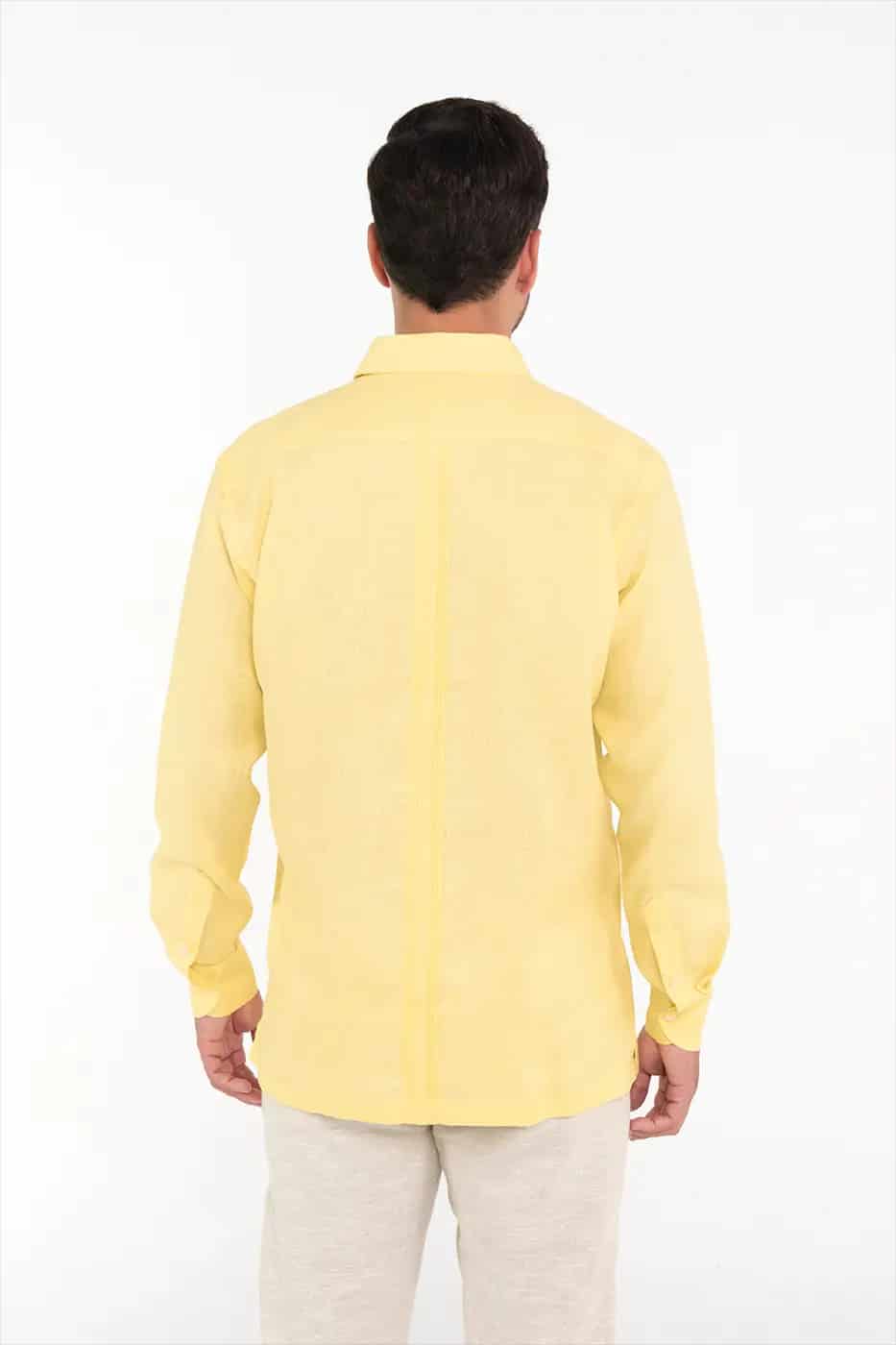 Guayabera Classic Fit 100% Lino Amarillo - miniatura 3