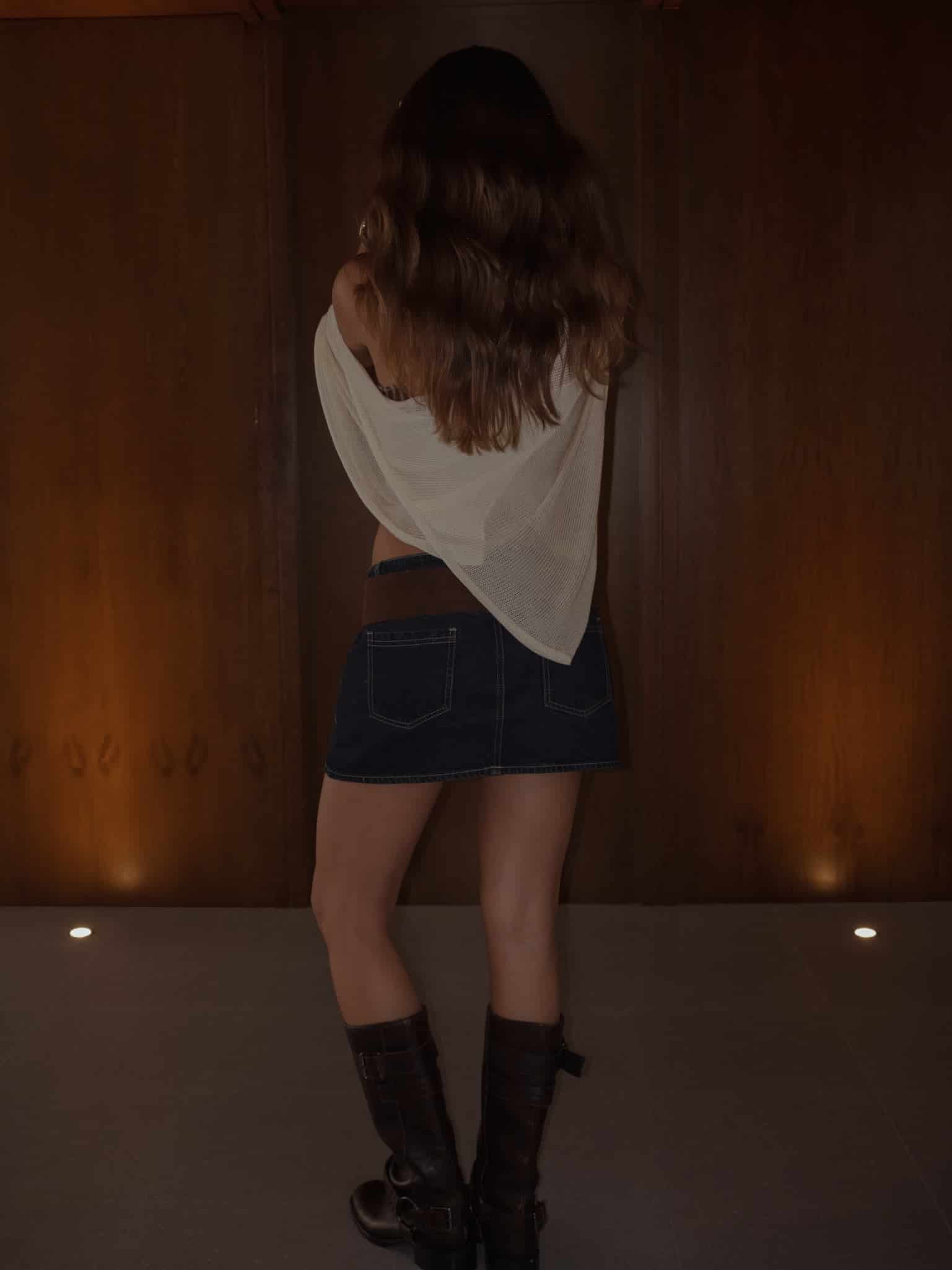 INDIGO MINI SKIRT - RAW DENIM - miniatura 6