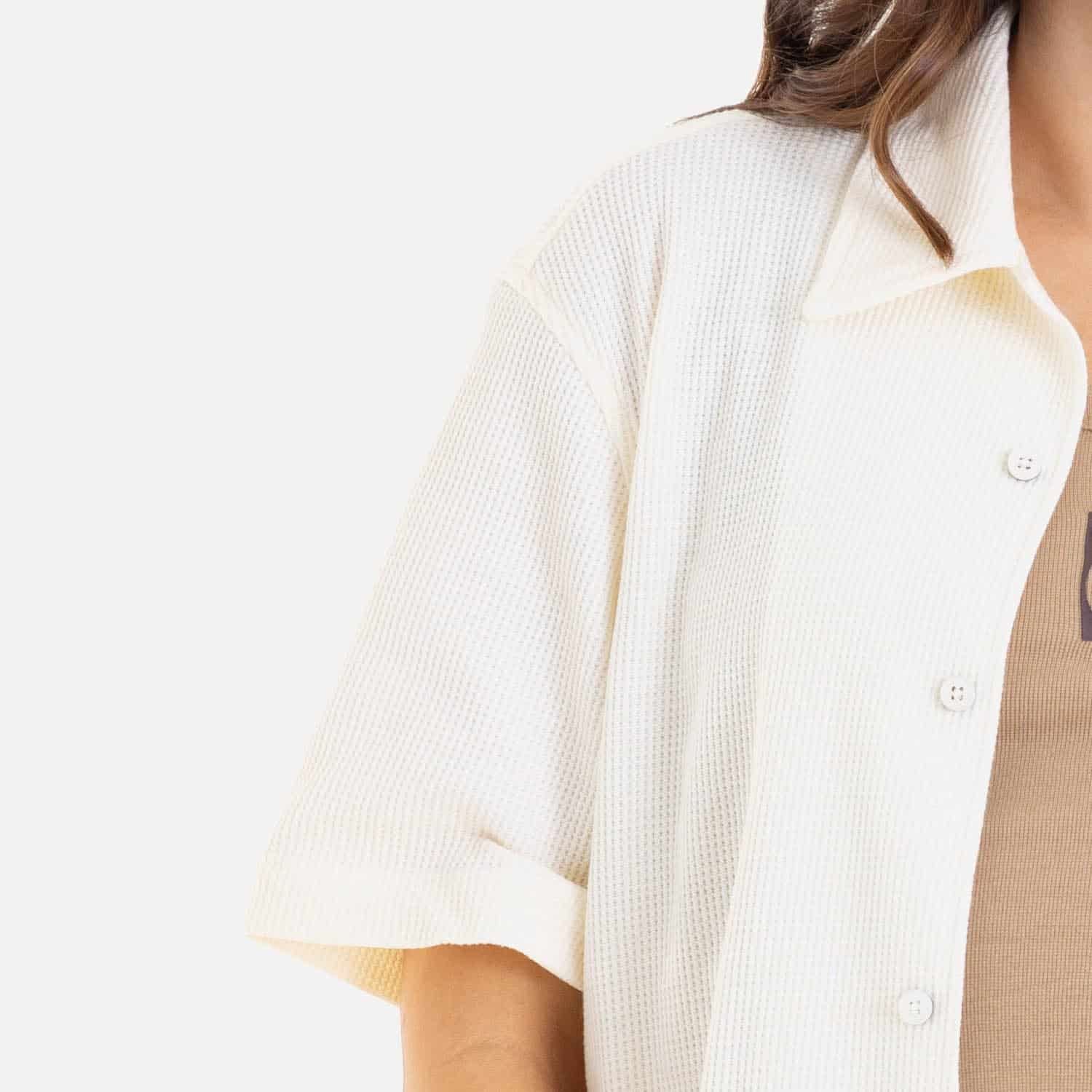 Relaxed Short Sleeve Shirt Ivory - miniatura 3