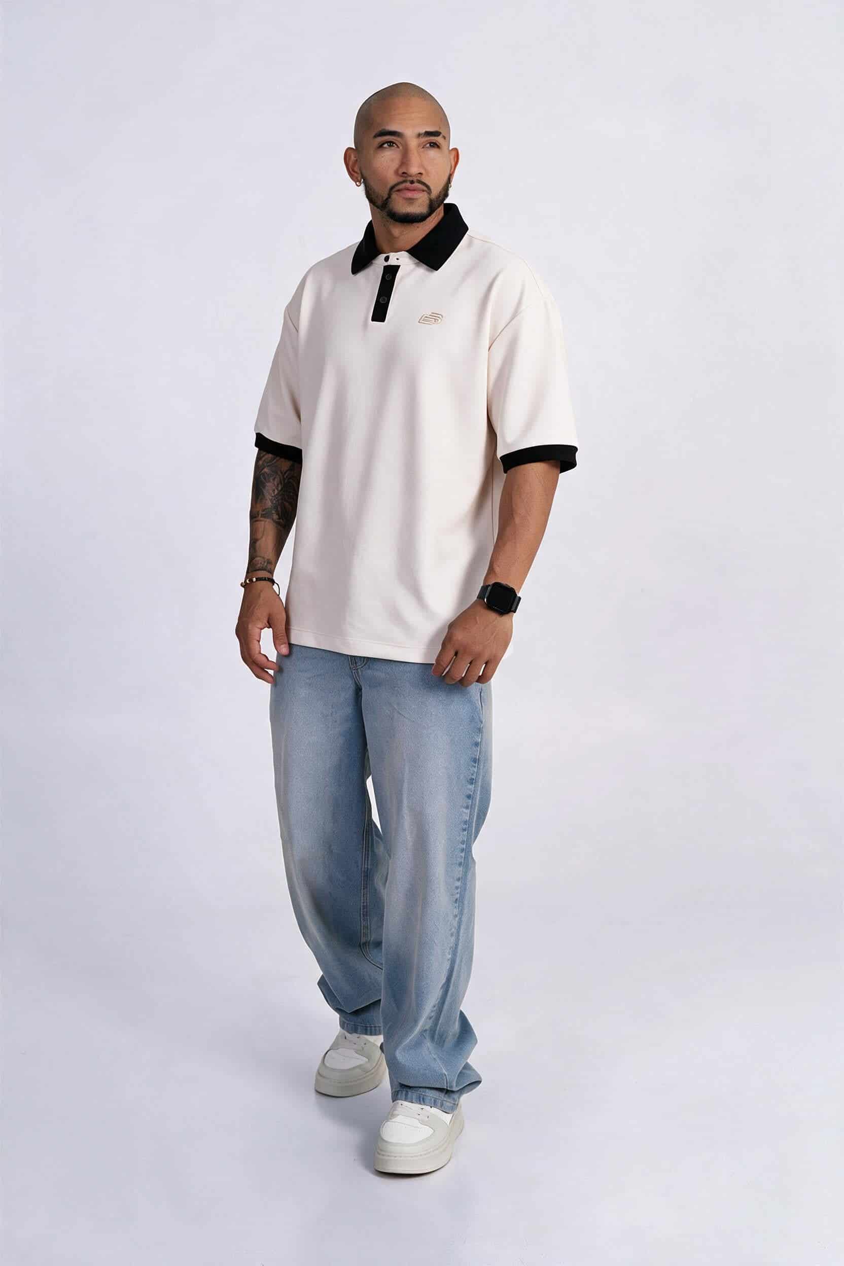 Polo oversize bordado crema - miniatura 3