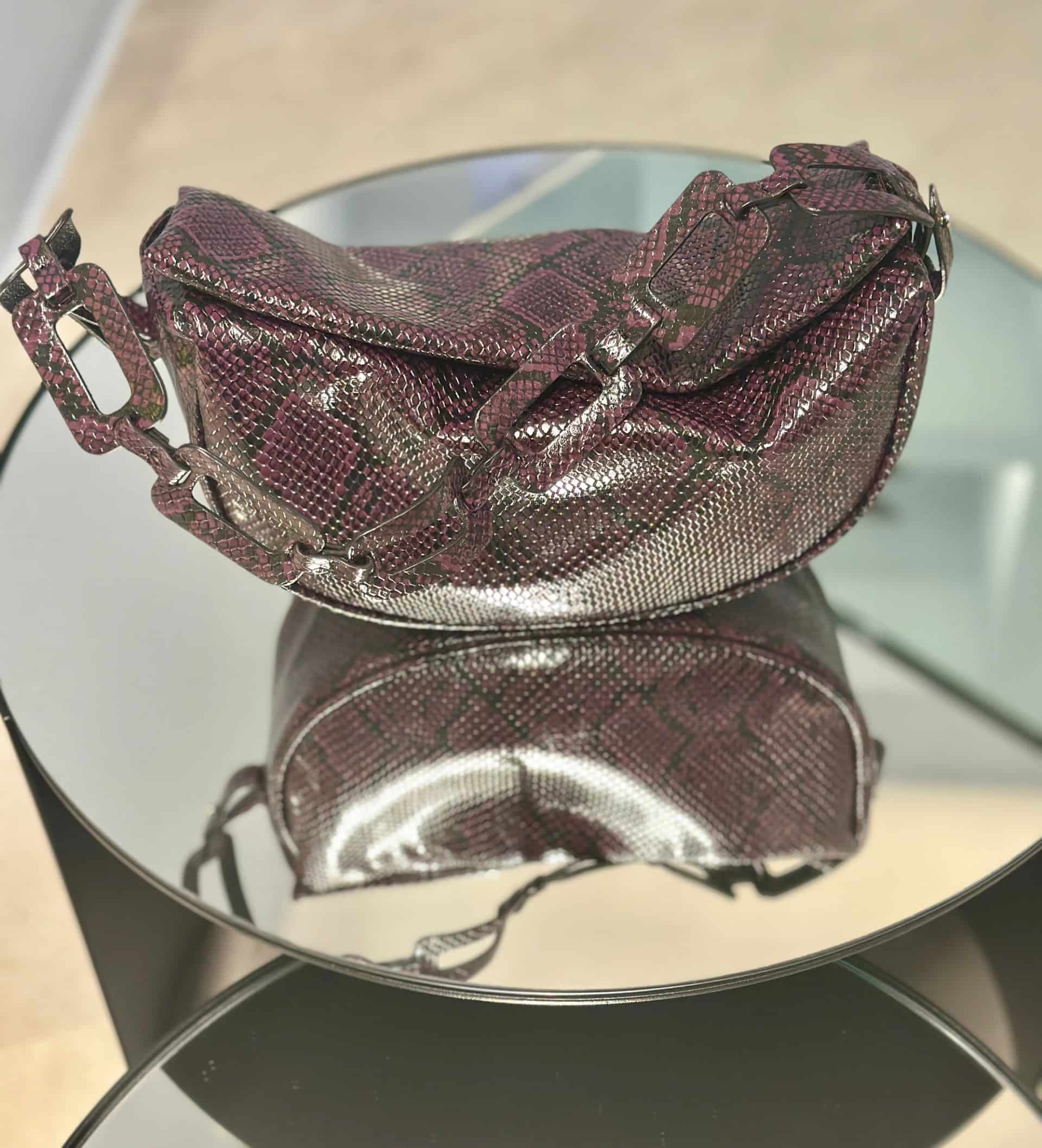 Mimi Moon bag correa Ovalos - tessitura- uva - miniatura 2
