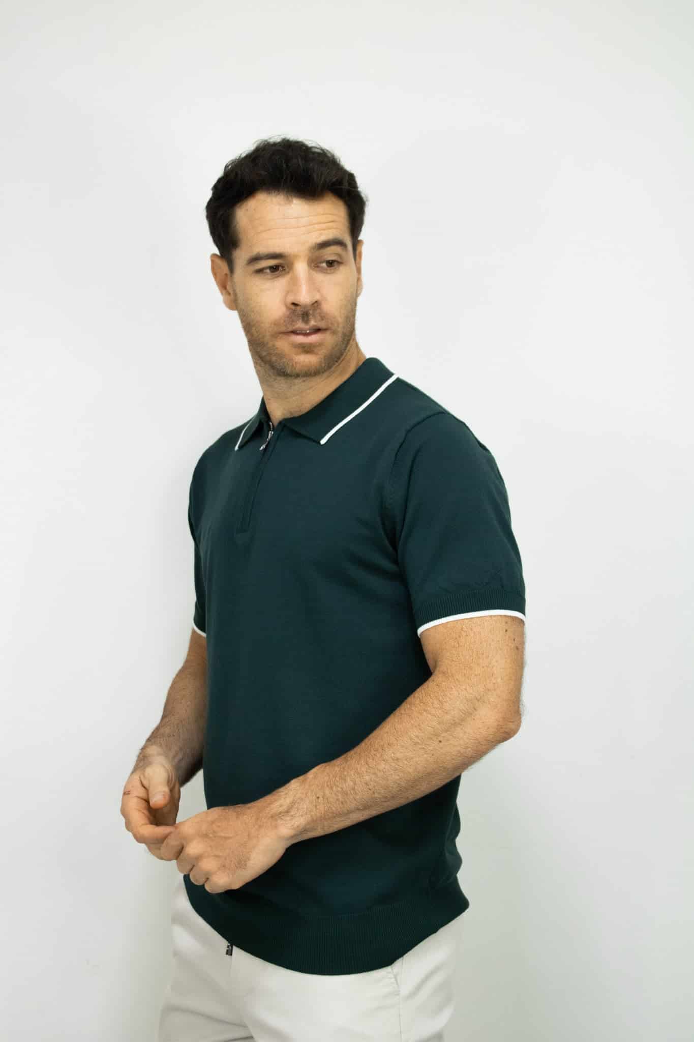 POLO TEJIDA CON CIERRE VERDE PARA HOMBRE - miniatura 6