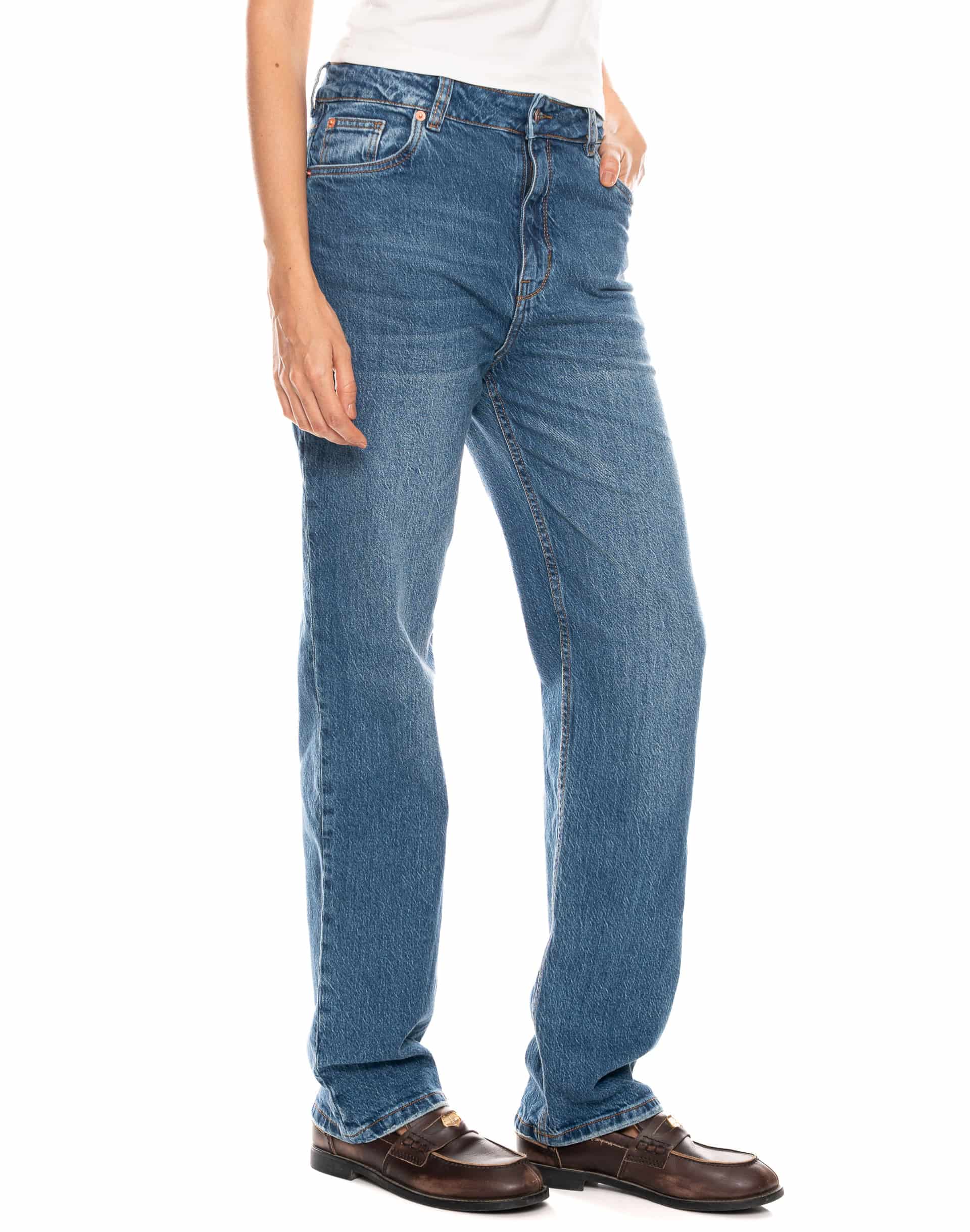Jeans Straight Tiro Medio Denim Indigo - miniatura 8