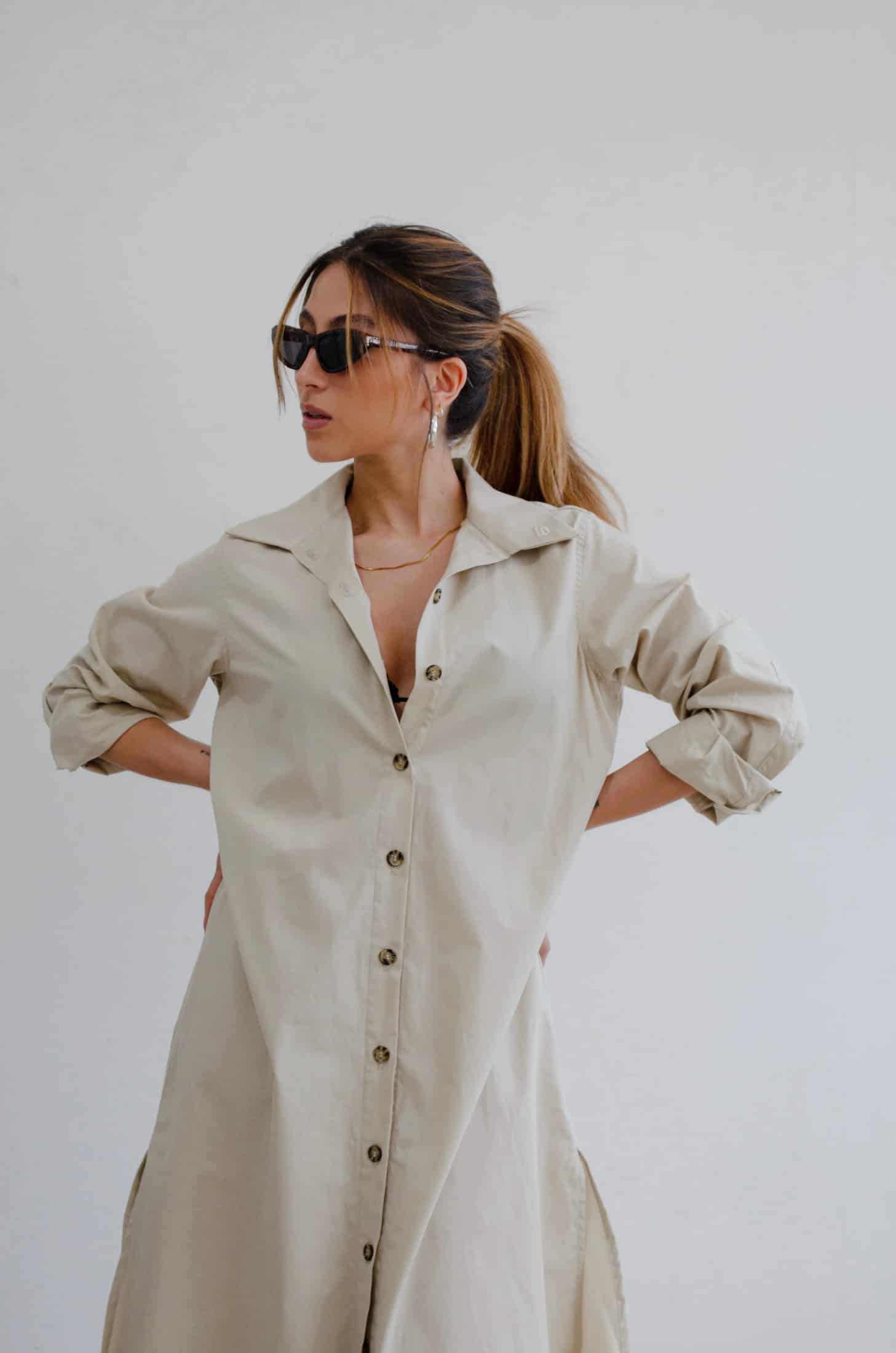 Camisa Nesta de algodón | Taupe - miniatura 3