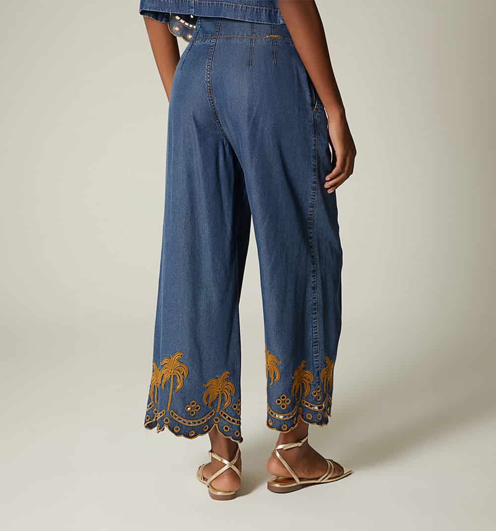 Jean culotte tiro alto bordado en bota - miniatura 4
