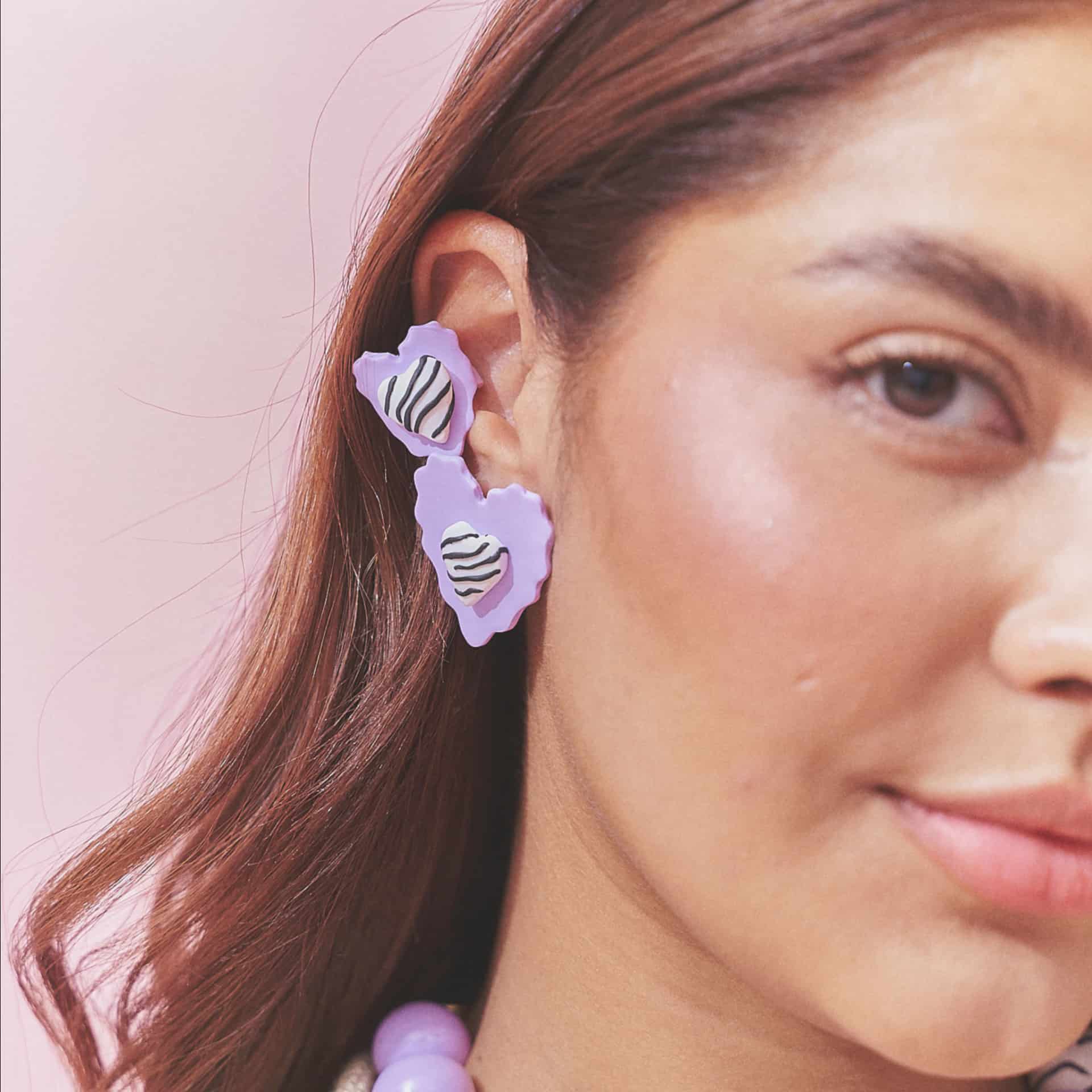 Earcuff Corazón Rayado Mix - miniatura 2