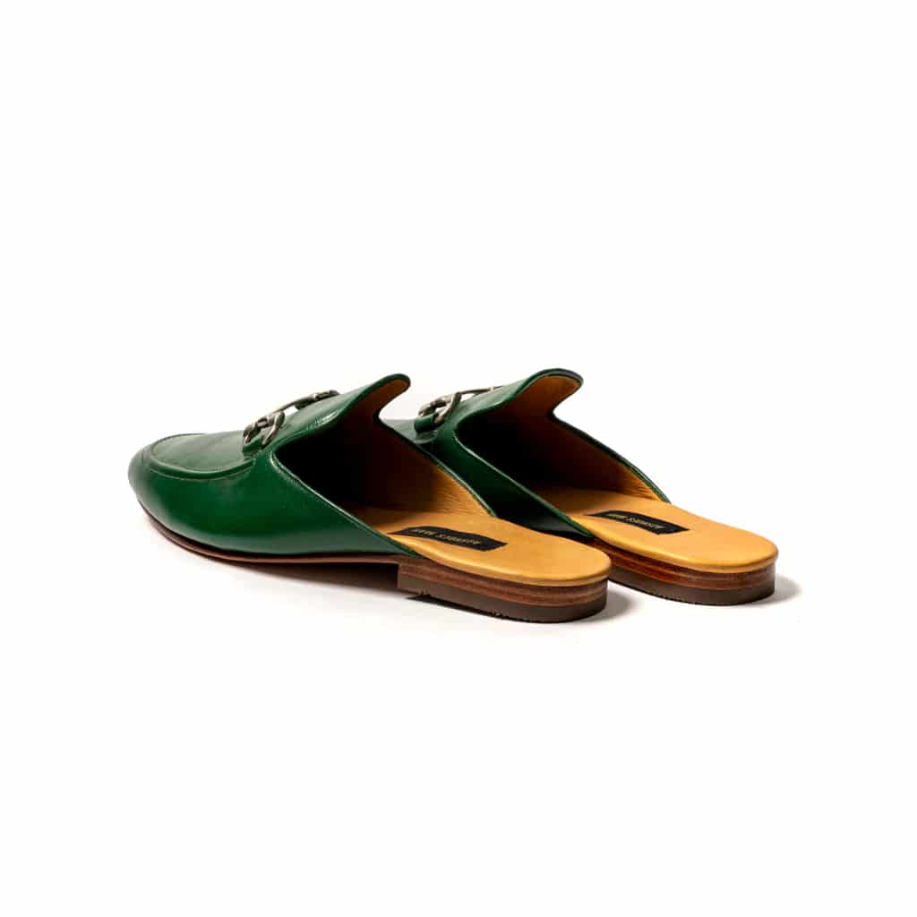 Loafer mules cuero verde olivo herraje - miniatura 3