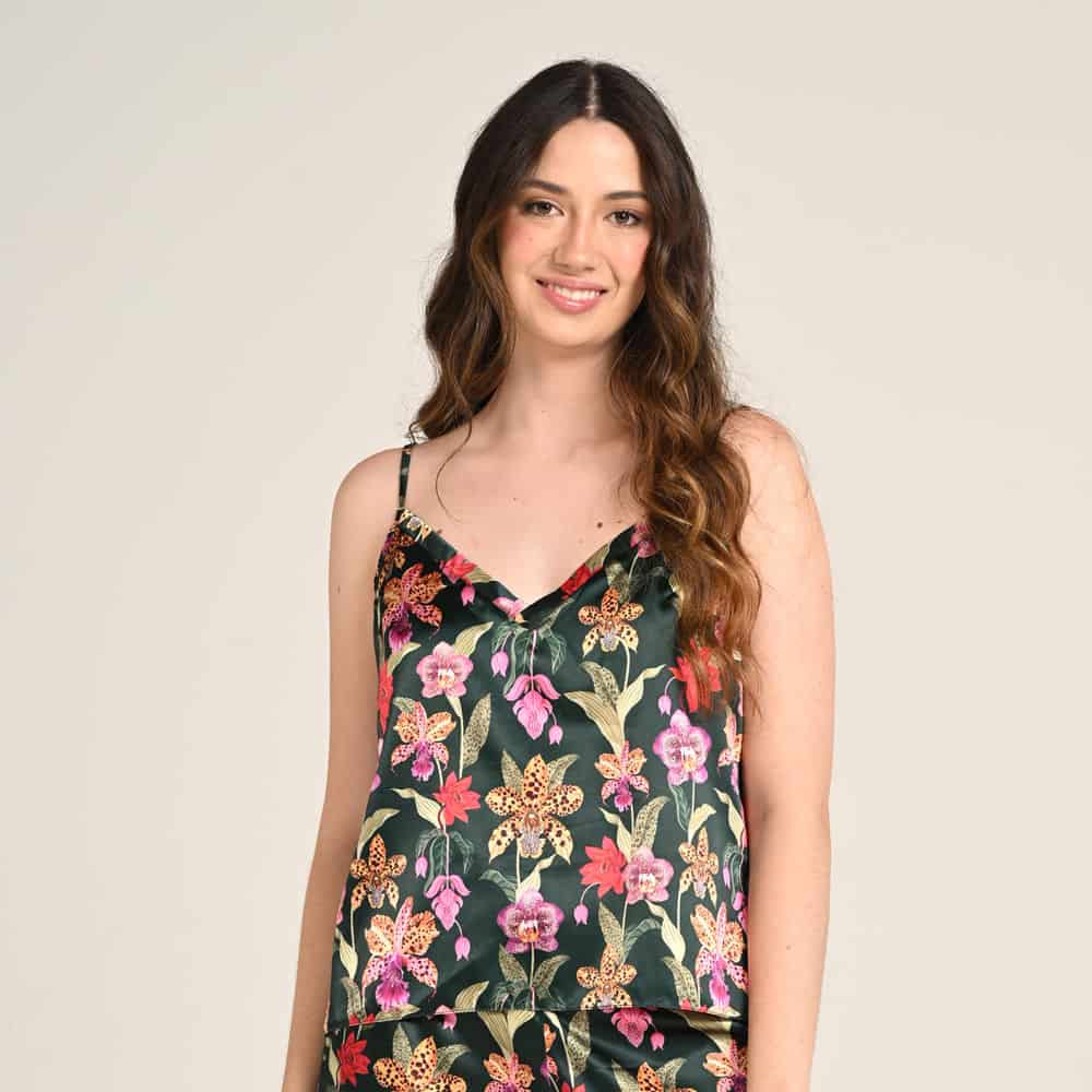 Blusa Tiras Ajustables Escote V Estampado Cordillera - miniatura 1