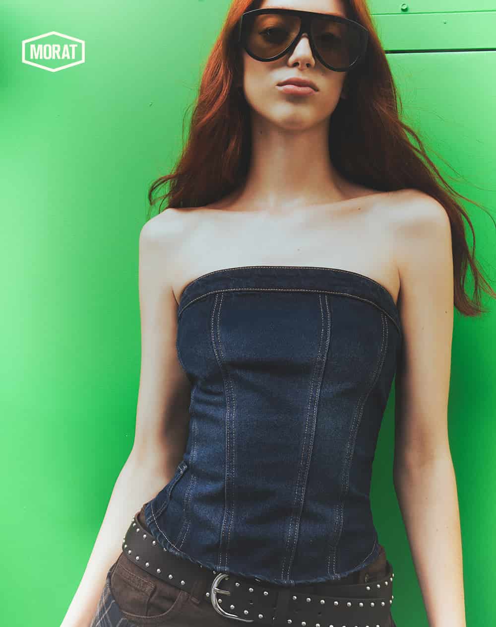 Top strapless denim índigo oscuro mujer GEF | MORAT - miniatura 6