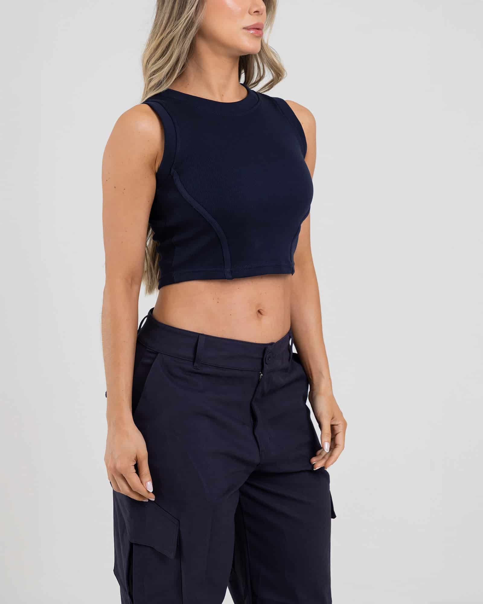 Tank top pure azul navy ease genuina - miniatura 2