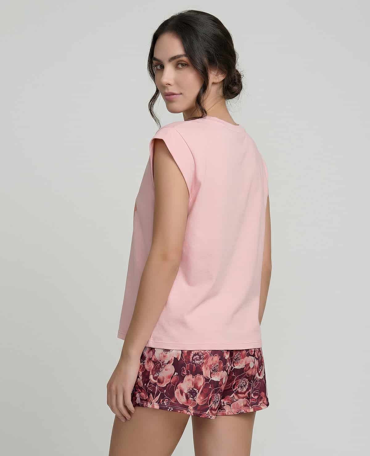 Pijama de Short | Camiseta Manga Rodada - miniatura 2