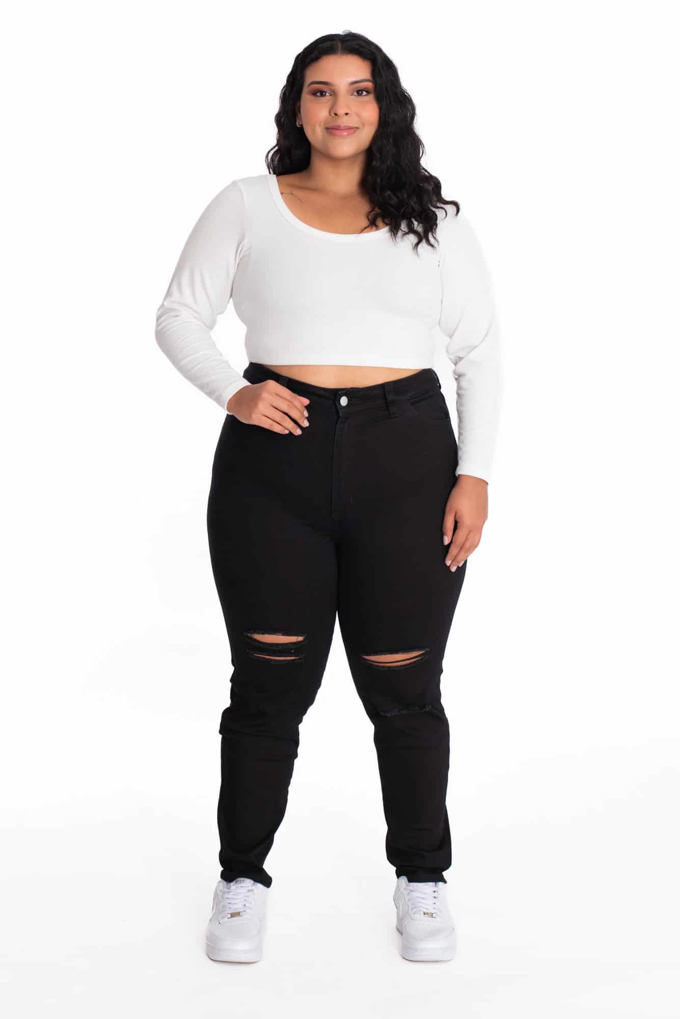 Jean Skinny Negro Rotos 409 - miniatura 8