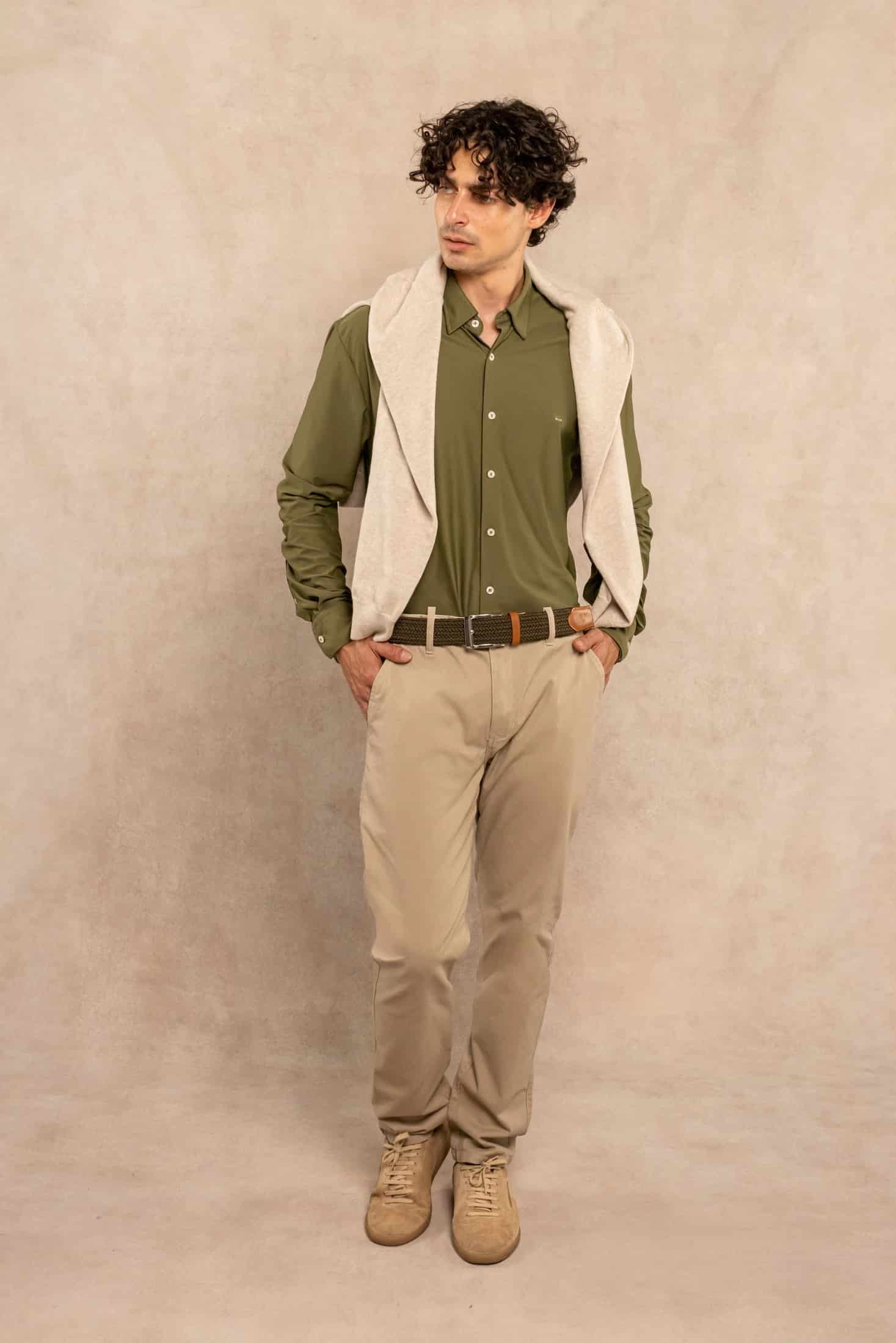 Camisa Performance Oxford Verde Militar - miniatura 2