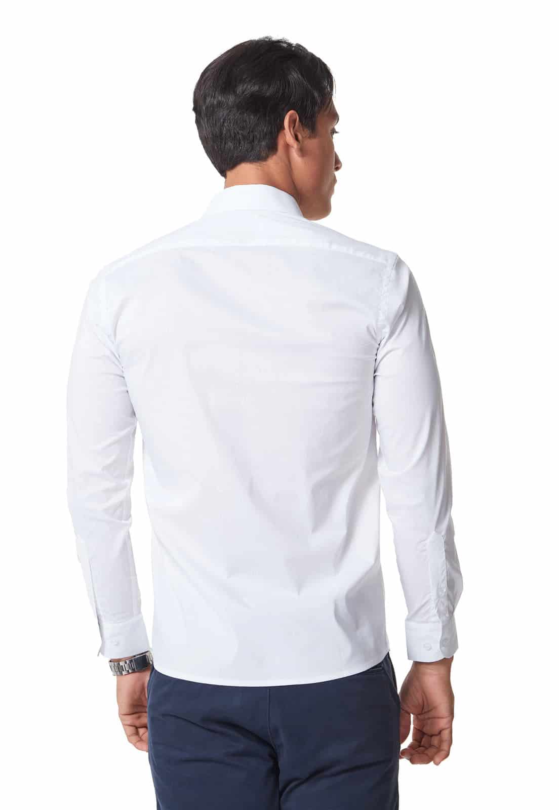Camisa manga larga blanca con spandex slim fit - miniatura 2