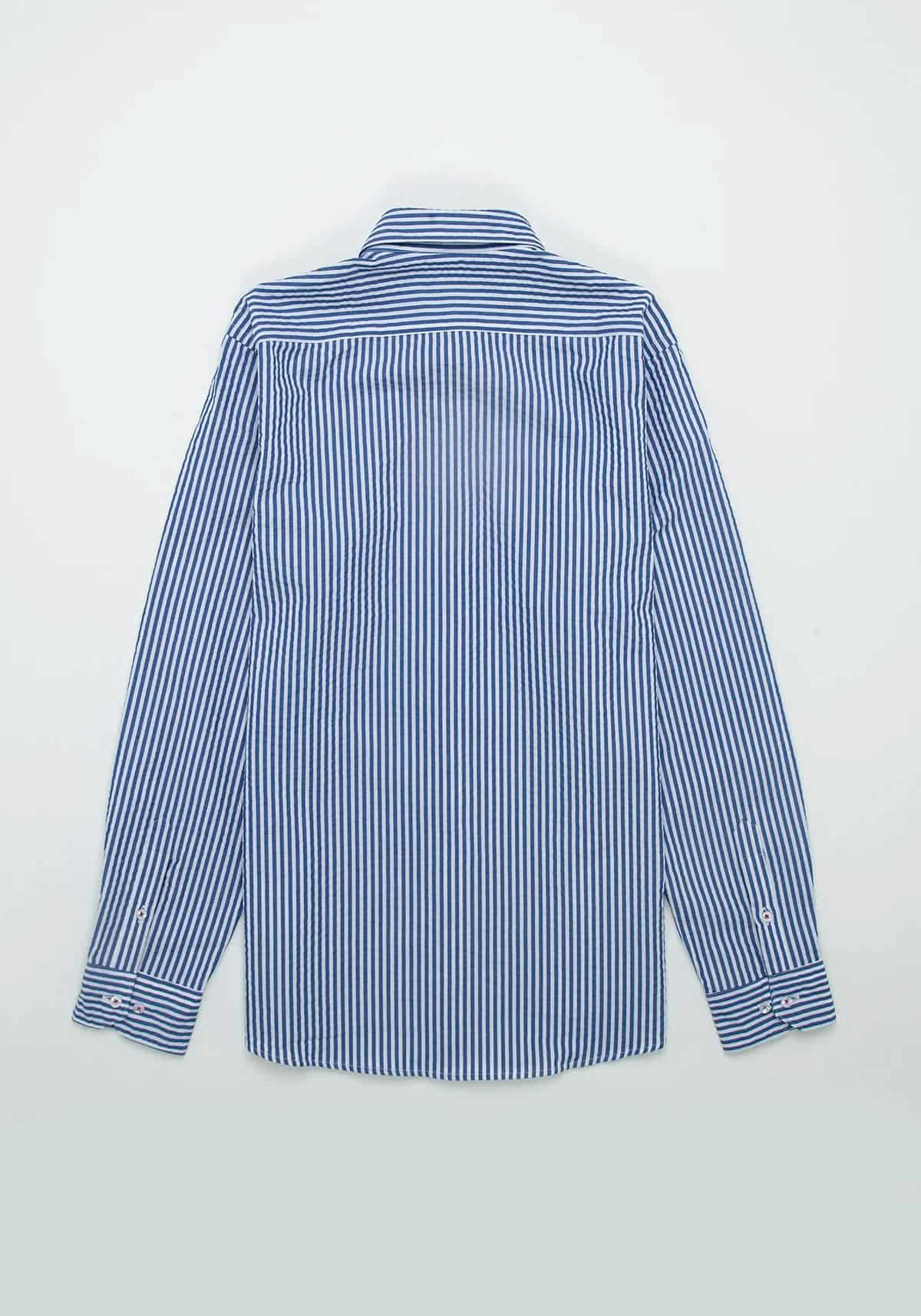 Camisa Seersucker Raya Candela Algodón Azul Medio - miniatura 4