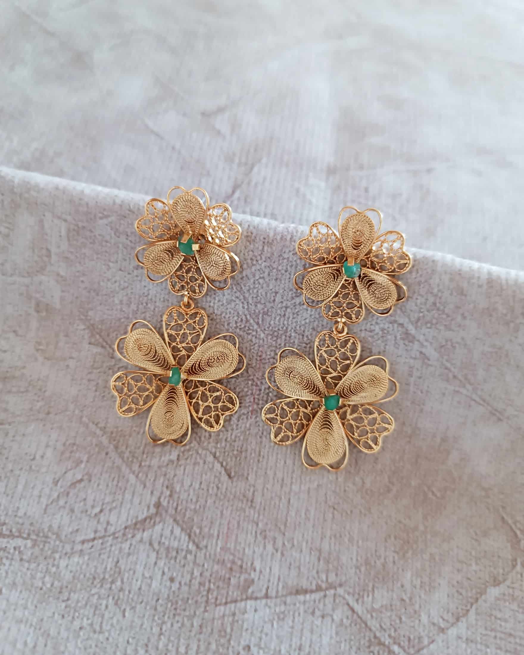 Aretes doble flor, Barbara - miniatura 4