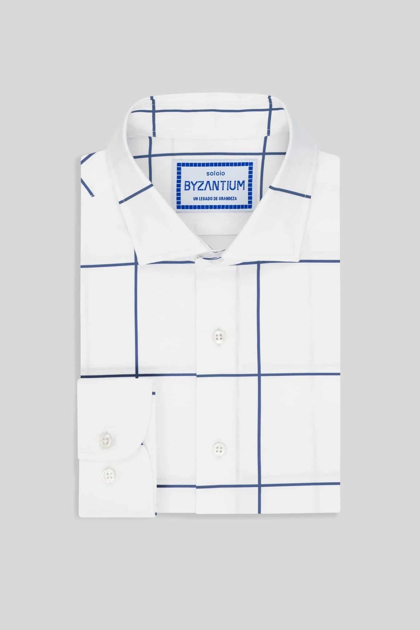 Men's cotton shirt navy teselas - miniatura 3