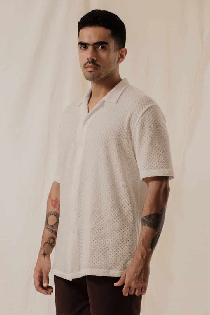 Camisa tejida beige - miniatura 1