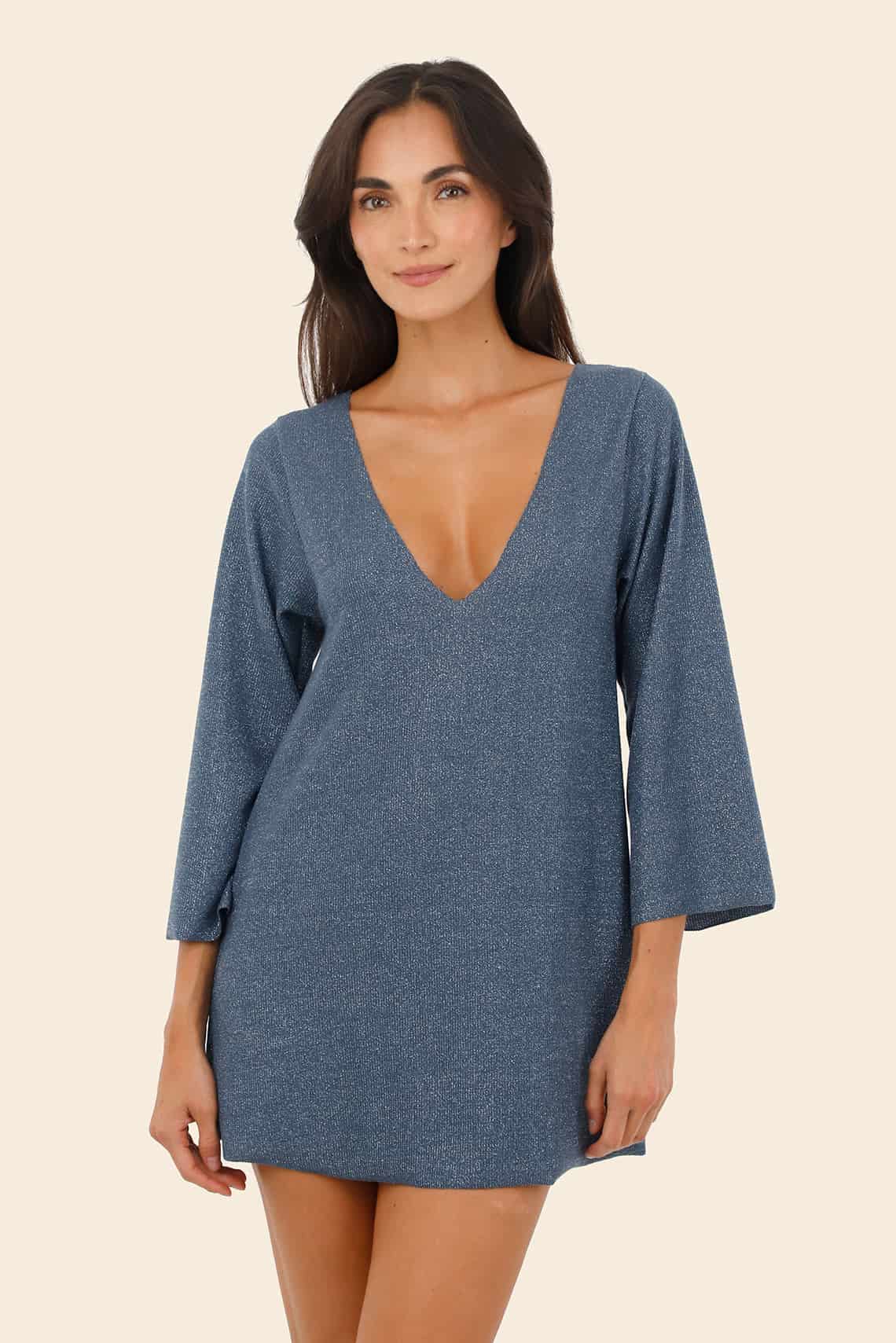 Textured Deep Blue Apogeo Dress - miniatura 3