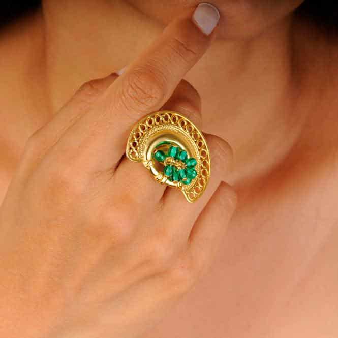 Anillo nariguera filigrana verde - miniatura 2