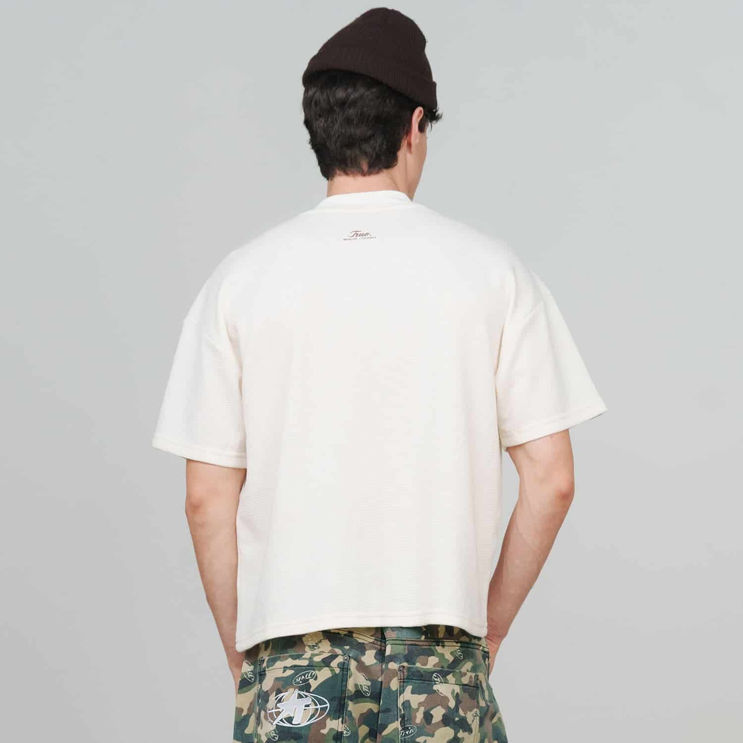 Textured Boxy Tee - Cream - miniatura 2