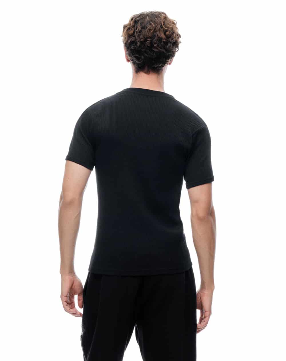 Camiseta slim rib algodón negro hombre - miniatura 2