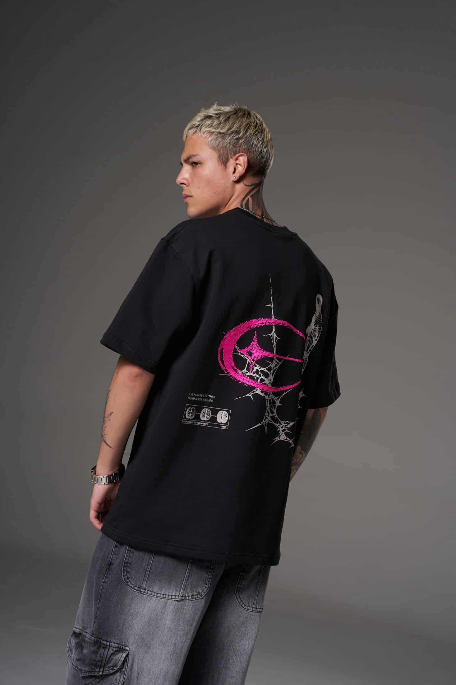 T shirt hyper human purple negra claro 300 gramos 14584 - miniatura 3