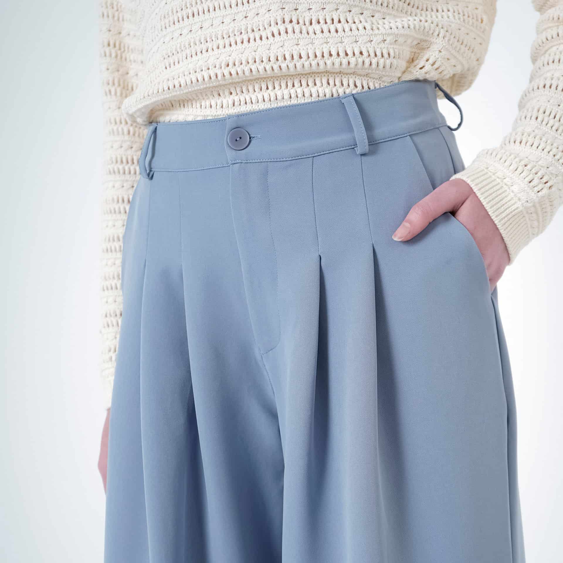 Pantalón palazzo elegante con prenses - miniatura 1